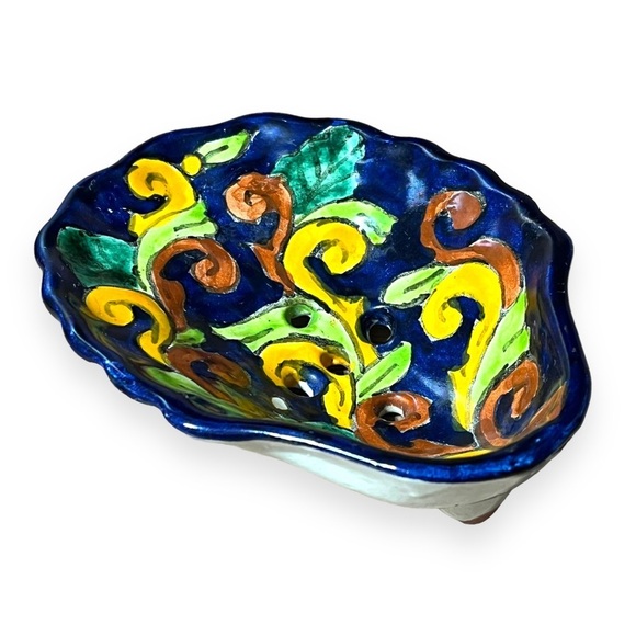 Mexican Ceramic Talavera Draining Soap Dish Hand Painted Terracotta from‎ Mexico - Picture 4 of 7